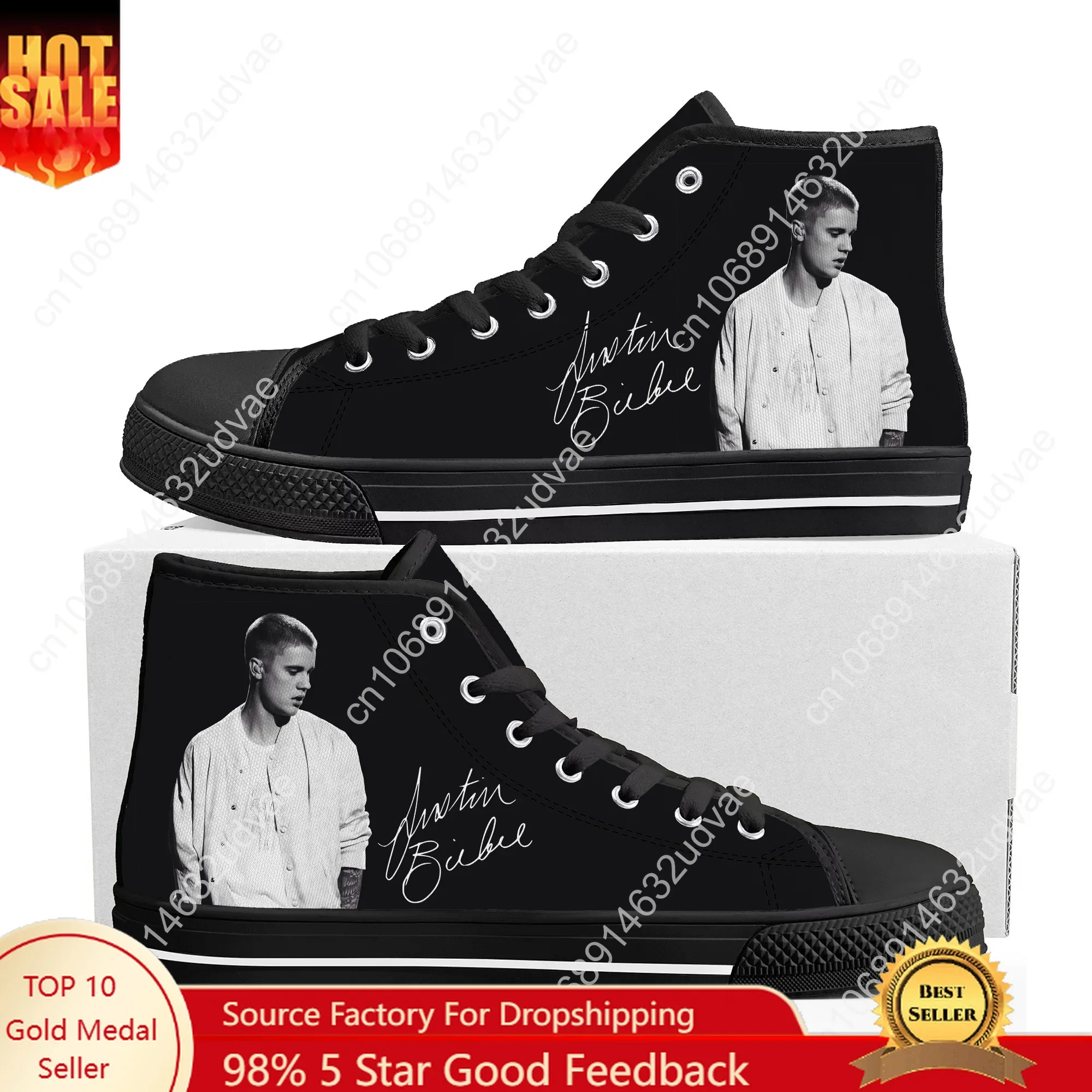 

Justin Bieber High Top Sneakers Mens Womens Teenager High Quality Canvas Sneaker 3D Print Casual Couple Shoes Personalized Shoe