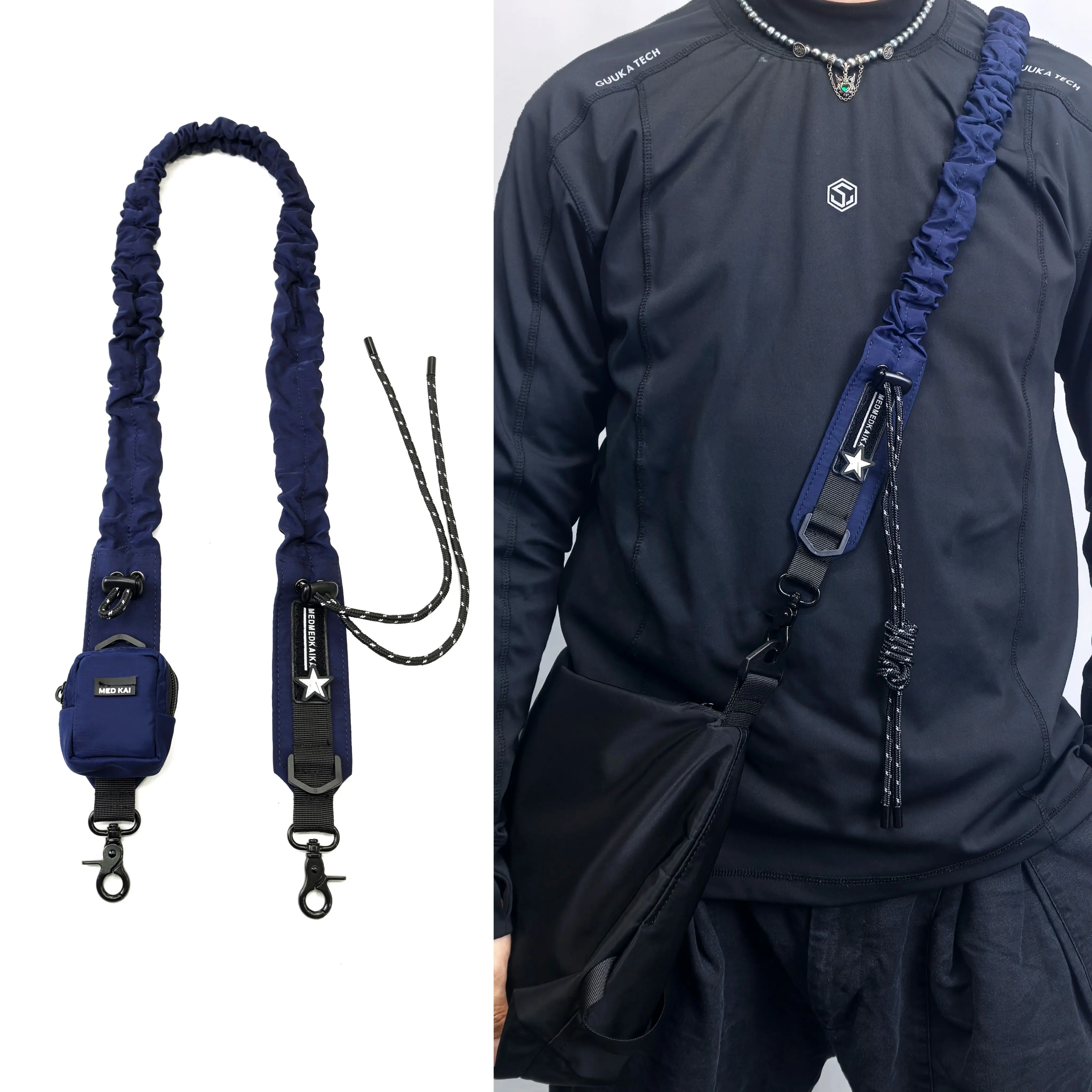 Multifunctional Tactical Adjustable Ruched Replacement Bag Strap Detachable Shoulder Strap Mobile Phone Crossbody Lanyard