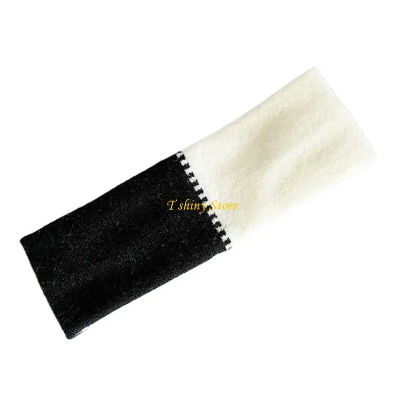 

N58F Зимняя теплая повязка на голову в стиле хип-хоп, черно-белая эластичная повязка для волос с принтом коровы, широкий тюрбан