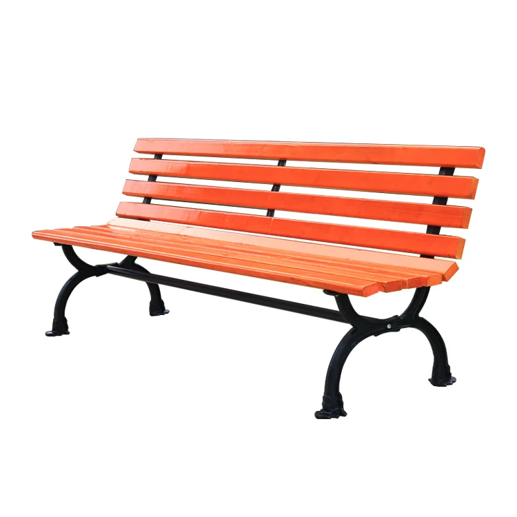 

Traditional Style Outdoor Home Gym Patio Leisure Furniture Steel Solid Wood Bench With Wooden Panel Chair Backrest For Parks