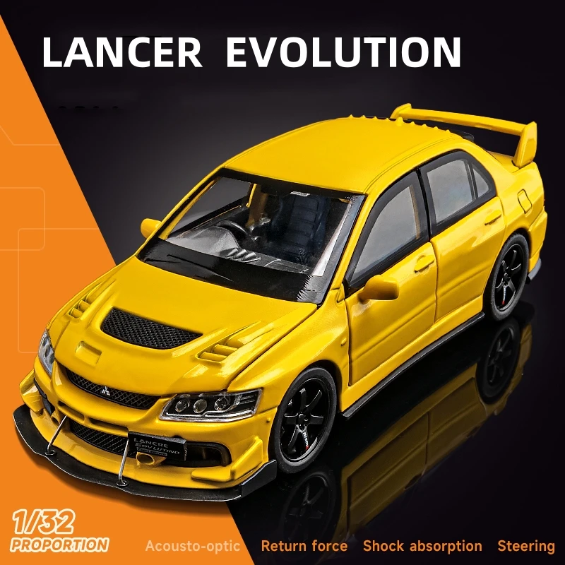 1:32 jdm mitsubishi lancer evolução liga modelo de carro muscular som e luz puxar para trás brinquedo das crianças colecionáveis presente aniversário