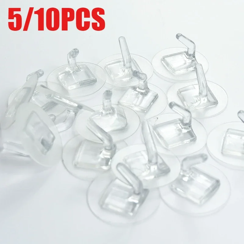 5/10pcs Transparent Hooks Plastic Duty Wall Hook for Kitchen Bathroom Office Storage No Trace Waterproof Adhesive Hooks