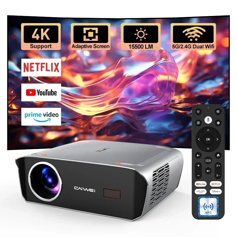 Google Certified A9G ATV Projector 1550ANSI Chromecast Android 11 NFC 4K LCD LED Projector with BT Voice Remote