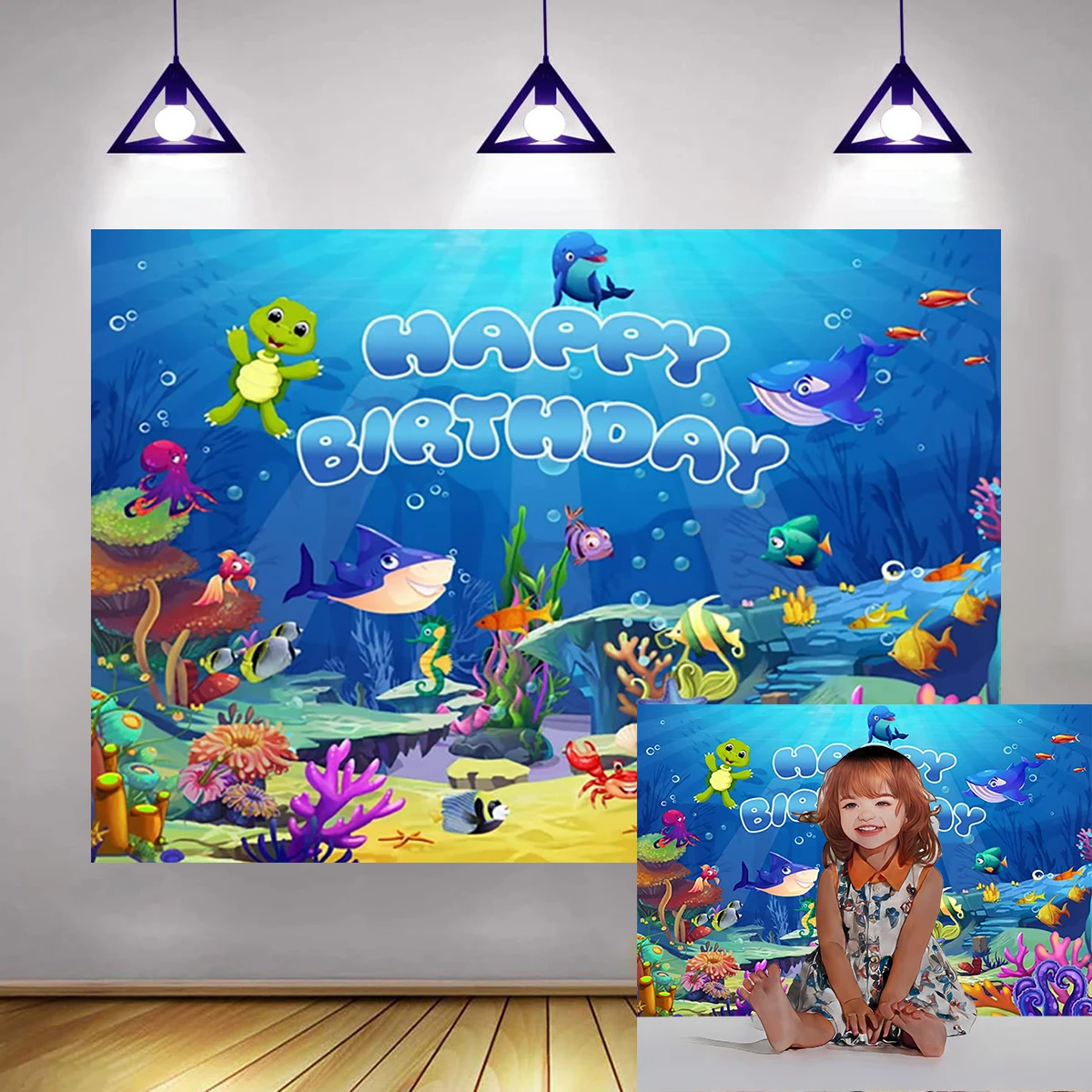 7X5ft Underwater World Background Colorful Coral Reef Sea Fishes Photography Backdrop Child Kids Mermaid Themed Birthday Party