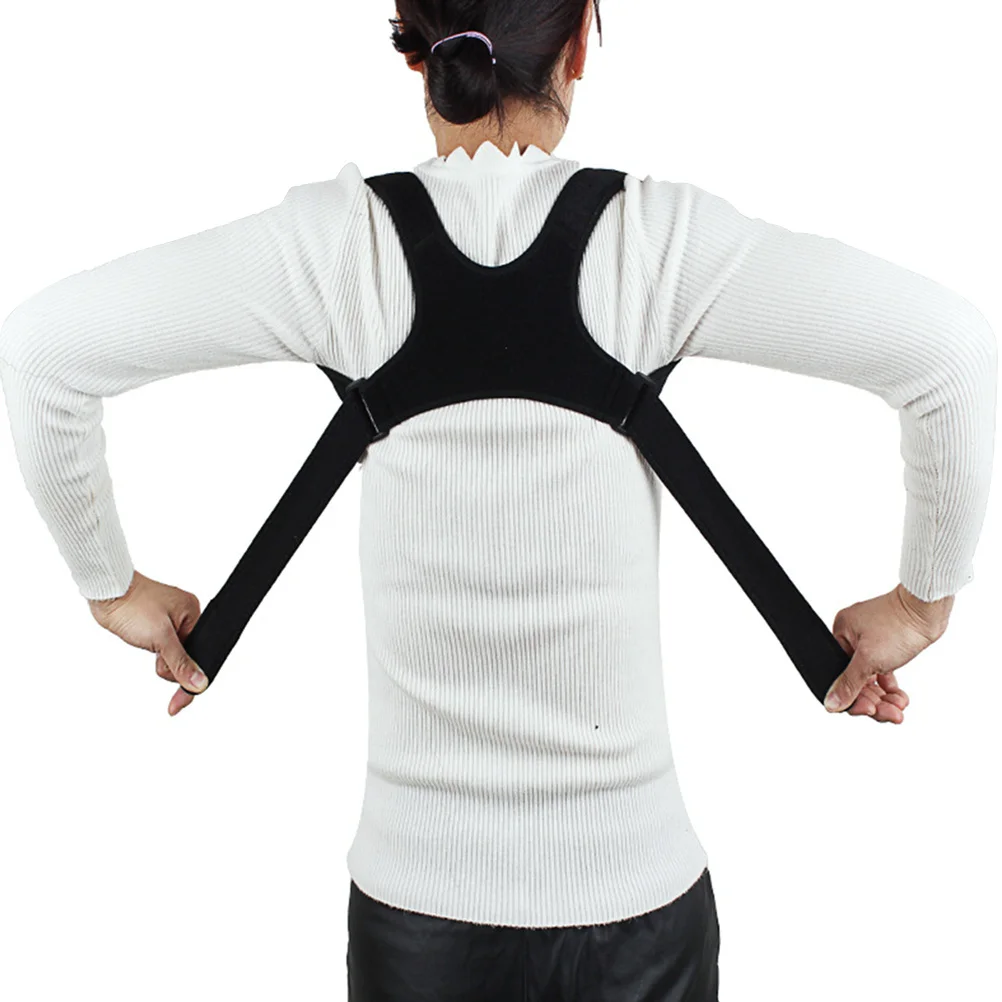 

Black Adjustable Back Posture Corrector Belt Comfortable Cotton Back Shoulder Pain Relief Brace Kyphosis Correction for Adults
