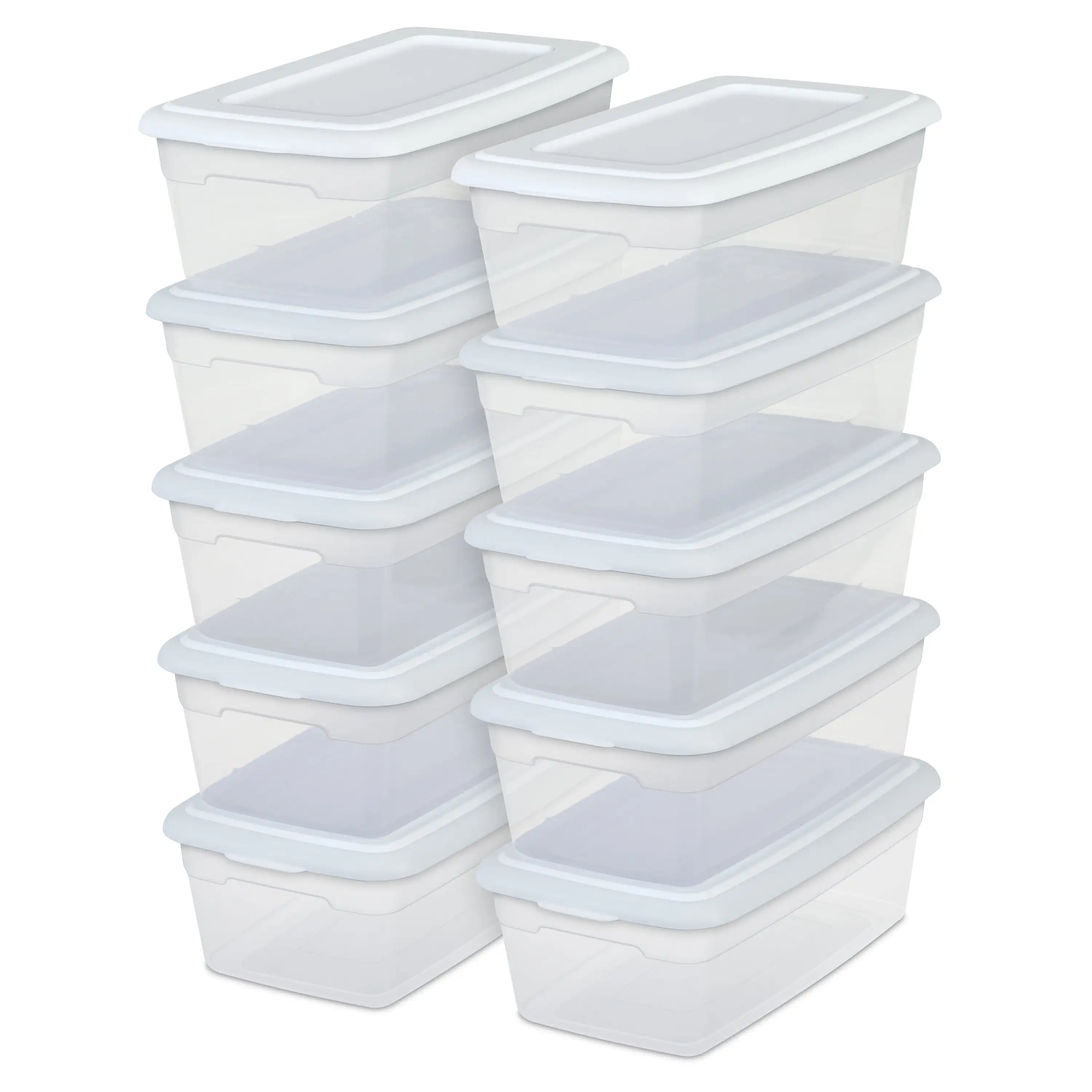 Set of 10 6qt Storage White Clear Base Allows Contents To Be Easily Viewed Opaque Lids Snap Indexed Lids