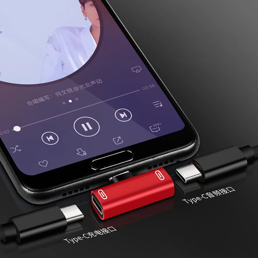 1PCS 2 In 1 USB C Splitter Type C Male To Dual Type C Female Headphone Charger Adapter Splitter Converter