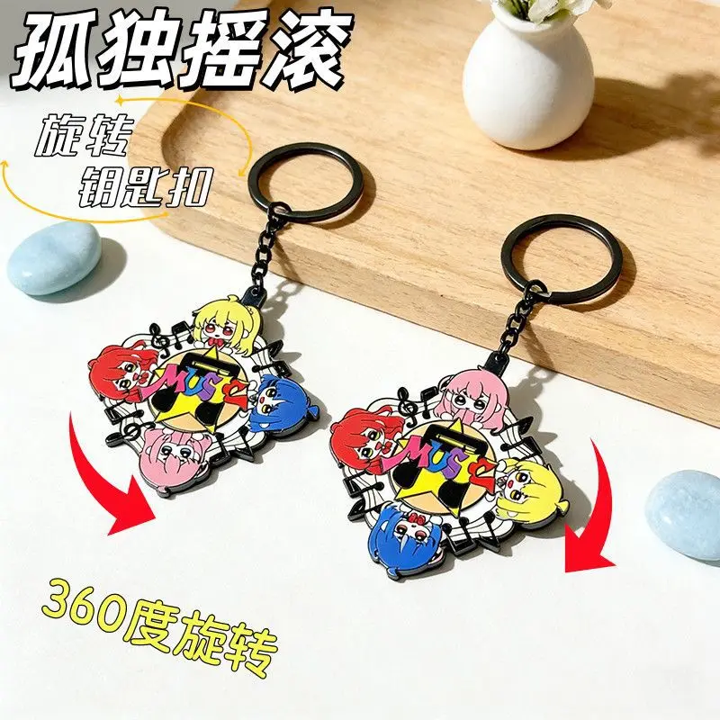 BOCCHI THE ROCK Hitori Gotoh Metal Badge Rotating Keychain Anime Cosplay Pendant Backpack Gift