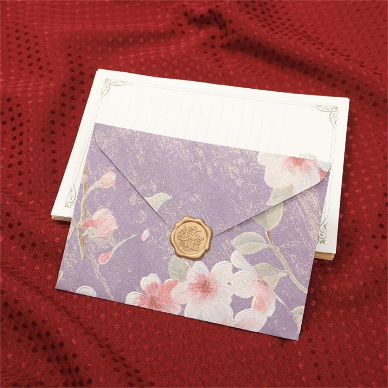 20Pcs Antique Floral Pattern Envelopes 6.46x4.4Inch Folding Envelopes For Wedding Invitation Valentines Card And Mailing