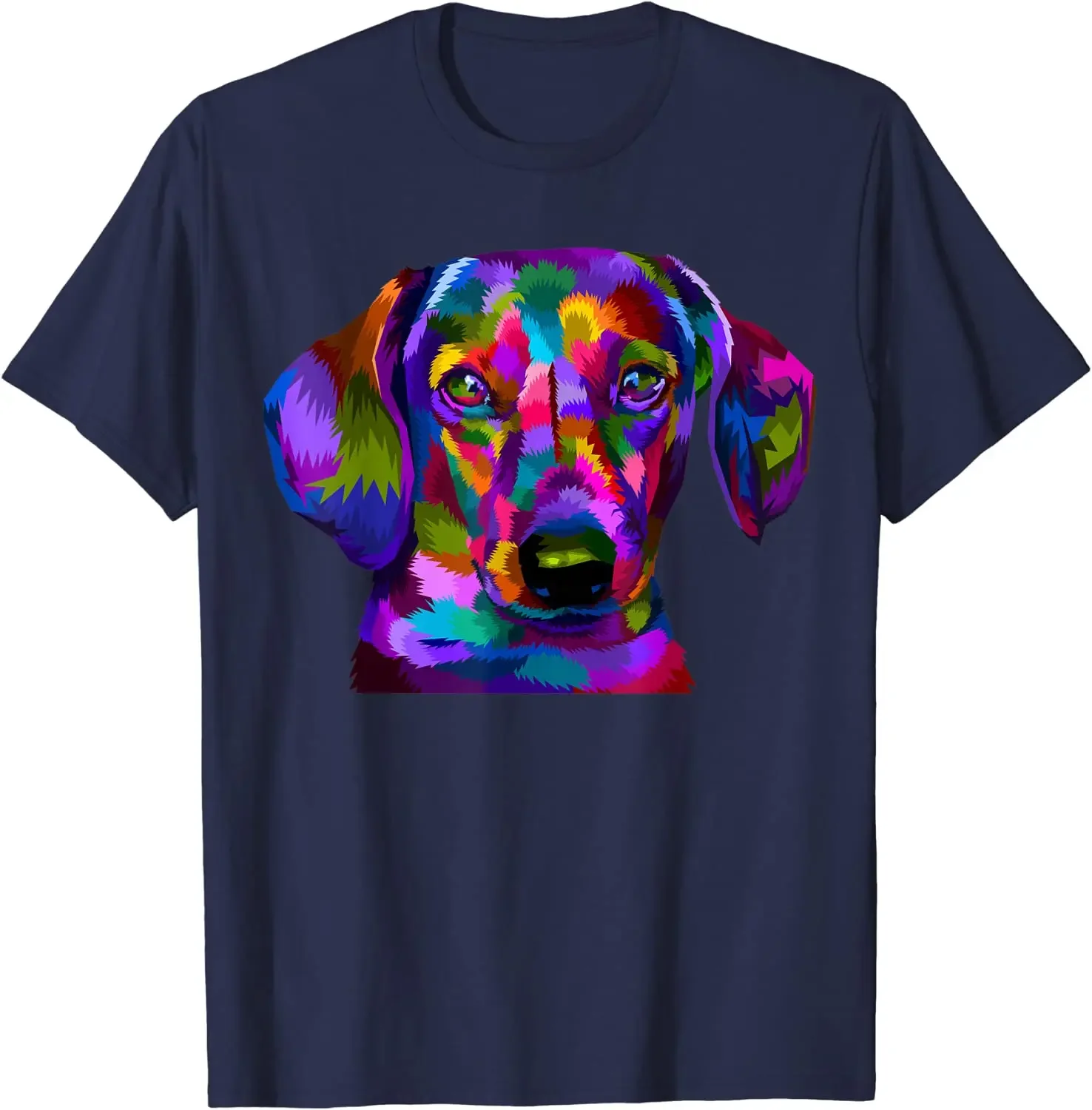 Camiseta con retrato de arte Pop de perro salchicha, arte colorido para propietarios de perros, camisetas informales de algodón para uso diario en las cuatro estaciones, camiseta con pintura al óleo