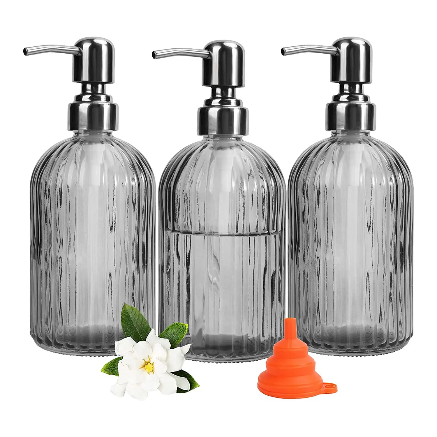 

3Pcs Soap Dispenser, 13.5Oz Glass Soap Dispenser with Soap Dispenser Bathroom Countertop Soap for Shampoo Lotion