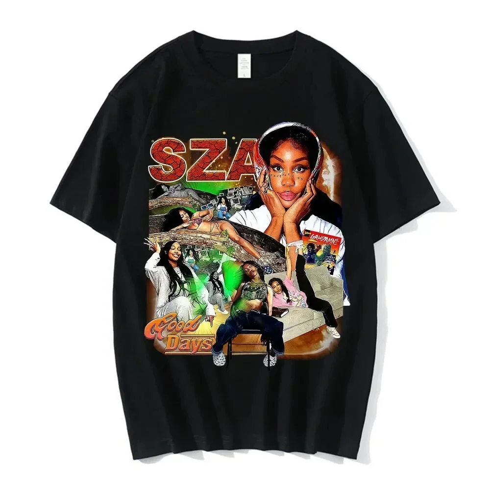 Pop SZA Graphic Men T-shirts Printed Fashion T-shirt Cotton Hip Hop Rapper 90s Casual Tees Short Sleeve Hip Hop Oversized Street