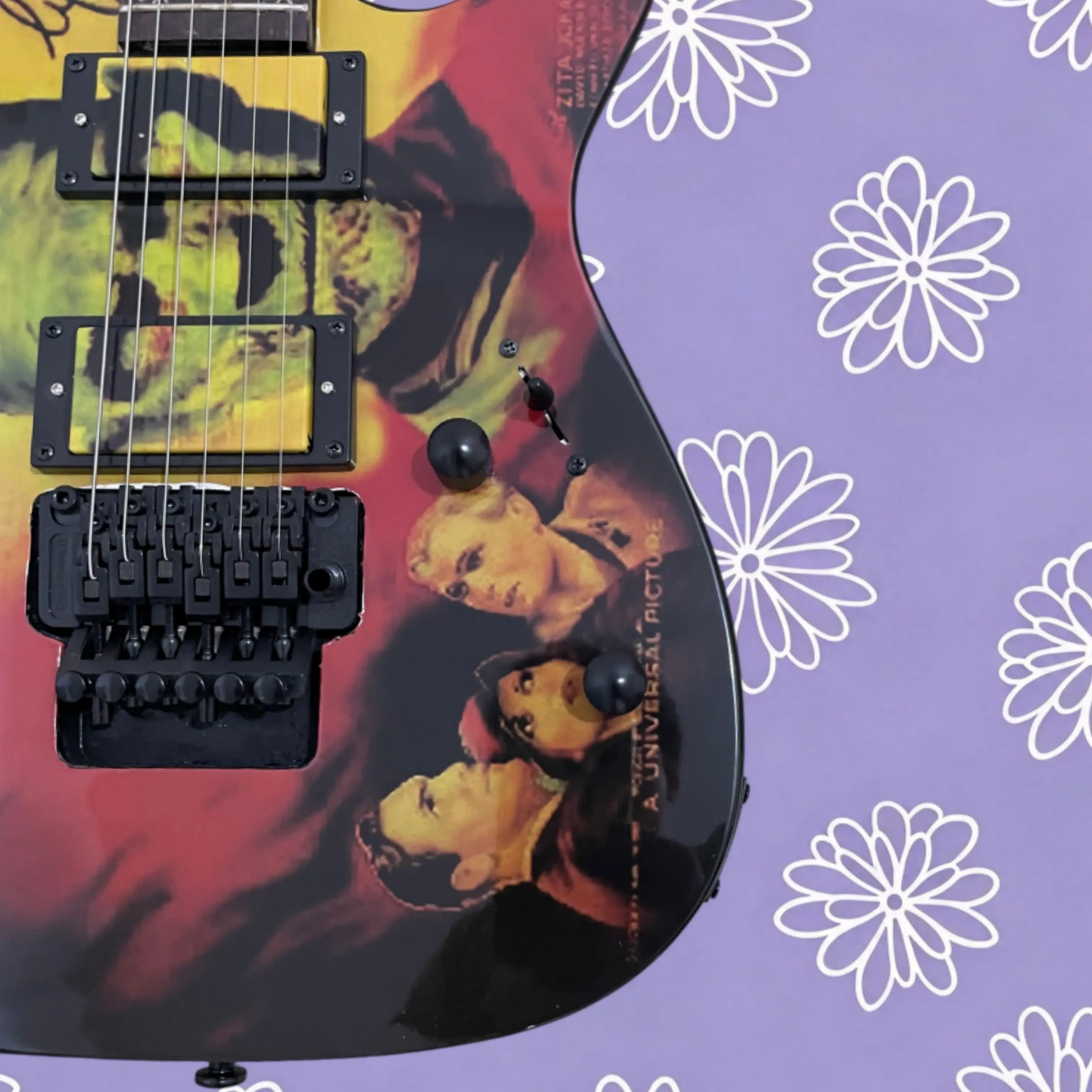 Warm Gradient Gloss Electric Guitar, Nostalgic Vintage Graphic Print Guitars, 24-Fret Rosewood Fretboard Guitarra