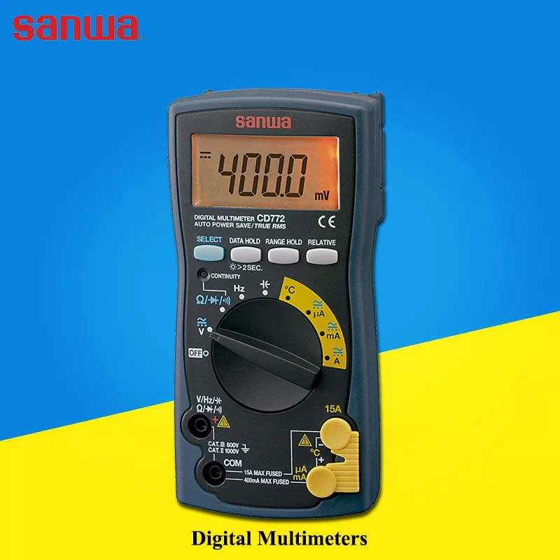 Japan sanwa CD772 Compact True RMS Digital Multimeter;Blacklight & Temperature measurement