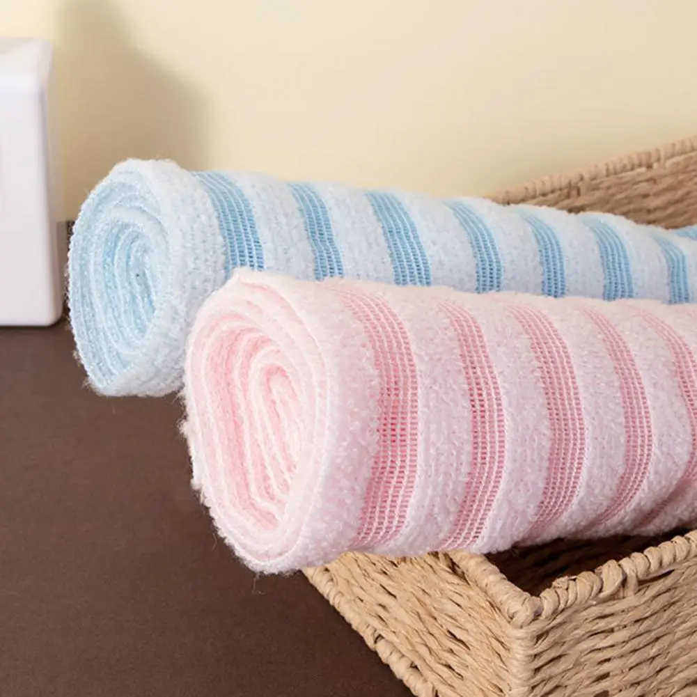 Woven Texture Bath Towel Vertical Stripes Pattern Gentle Exfoliating Texture Shower Towel Rectangular Shape Bathroom Bath Towel