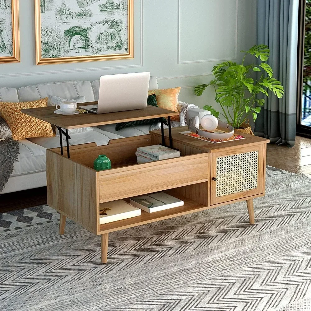 

Lift Top Coffee Table with Hidden Compartment, Big Storage Space & Adjustable Storage Shelf Lift Tabletop Dining Table