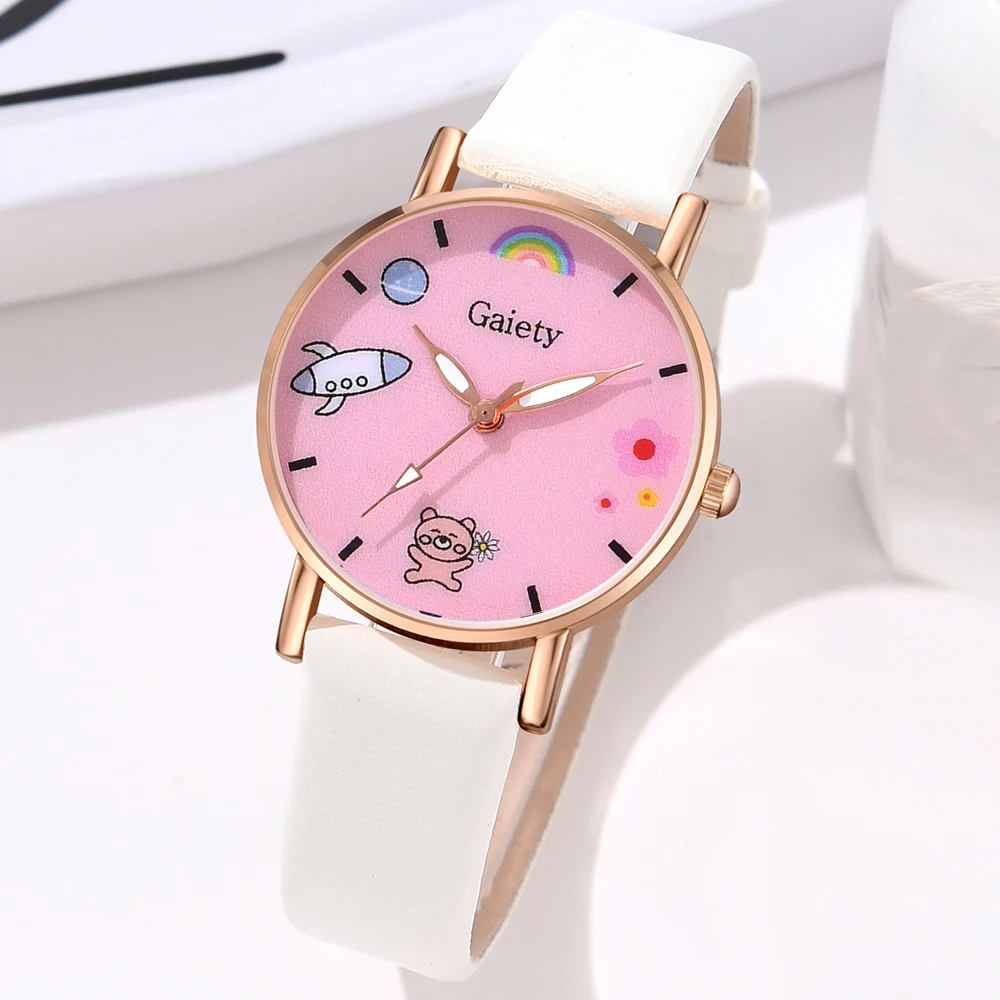 1Pcs White Gairty Minimalist Style Roman Numeral Pink Dial Watch Luxury Couple Casual Quartz Watch Is The Perfect Gift For Her