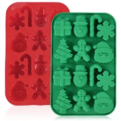 Silicone Christmas Chocolate Molds Snowflake Xmas Tree Gingerbread Man Candy Cookie Moulds DIY Baking Tool New Year Cake Decor