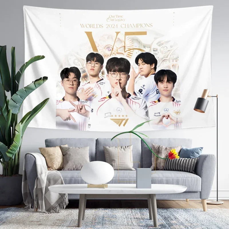 2024 T1 FAKER Poster Hanging Tapestry LOL Champion Team Background Wallpaper Esports Theme Decorative Stickers