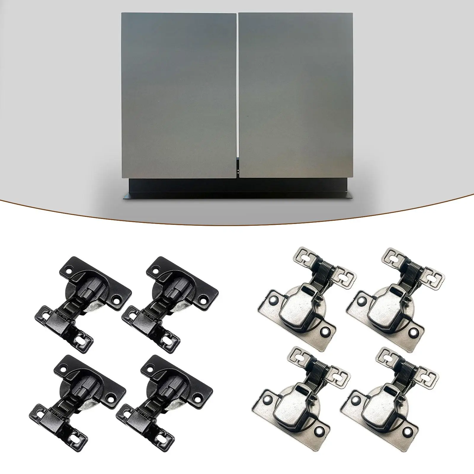 4Pcs Self Closing Door Hinges, Accessories, Replacement, Carbon Steel, Heavy Duty Soft Closing Kitchen Cabinet Hinges Concealed