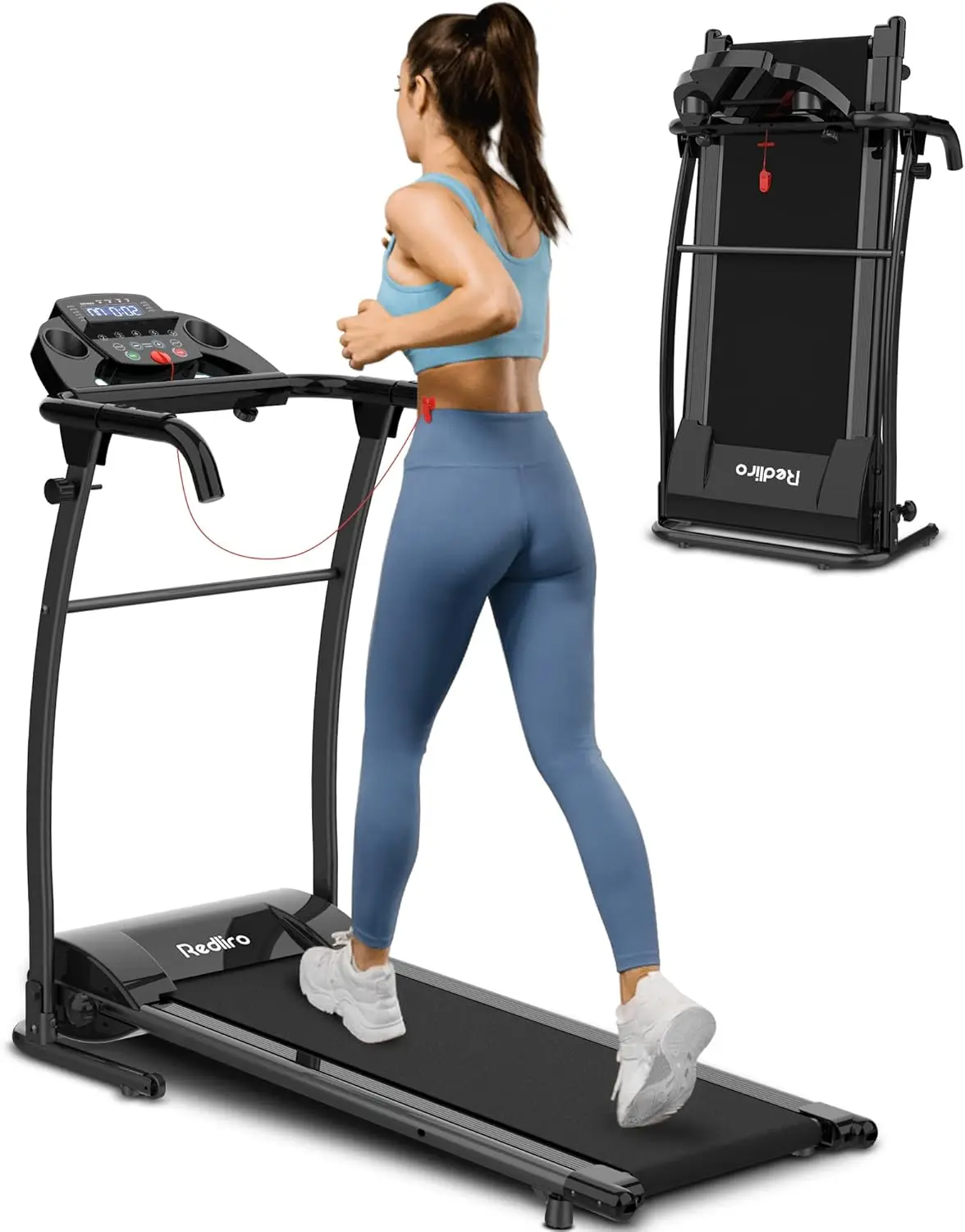 Electric Treadmill Foldable Exercise Walking Machince for Apartment Home/Office Jogging Compact Folding Easy Assembly 12 Preset