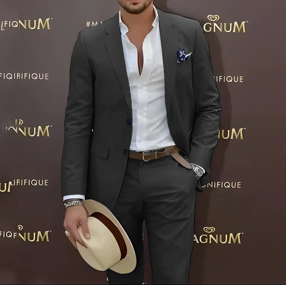 Hot Summer Men's Suits 2 Piece Suits Prom Suits Notched Lapels Wedding Groomsmen Suits Tuxedos Dresses