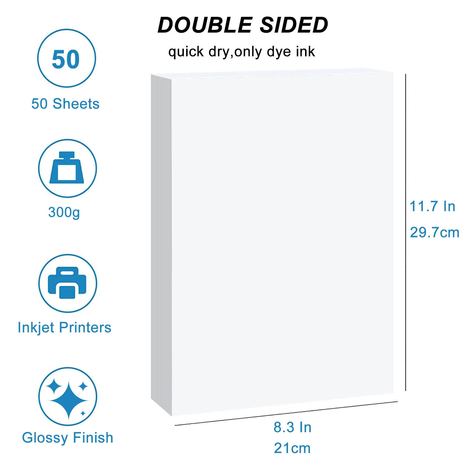 HUSPER A4 dubbelzijdig glanzend fotopapier 50 vellen 120/140/160/180/200/240/260/300 gsm voor inkjetprinter Glanzend printpapier