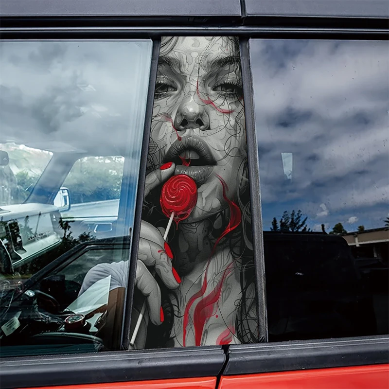 

2 шт. наклеек на центральные стойки автомобиля, защитная пленка от царапин с гротескным портретом, устойчивая к царапинам.