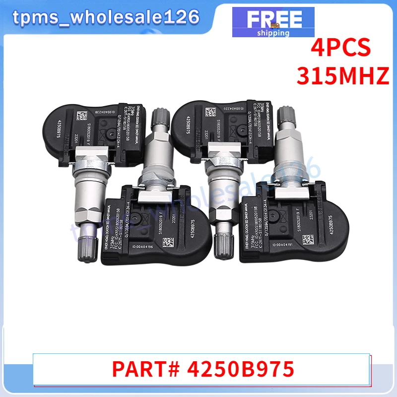 4PCS Tire Pressure Monitoring System Sensor 4250B975 For 2013 2014 2015 2016 2017 Mitsubishi Mirage Lancer Outlander 315MHZ TPMS