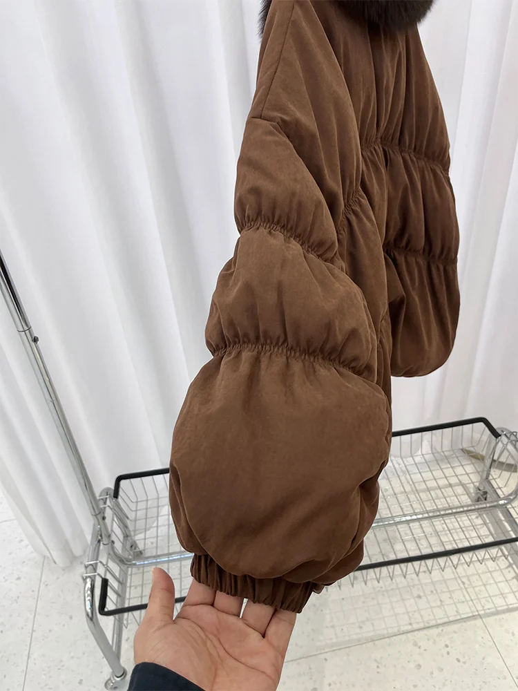 Winter Warm Women Real Natural Fox Fur Collar Goose Down Jackets Puffer Jackets Thick Female Streetwear Coats Outwear