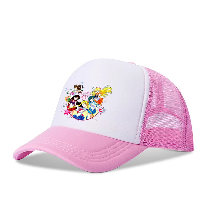 Sailor Moon Cap for Girls Cartoon Printed Summer Baseball Caps Casual Accessories Sunshade Peaked Hat Women Pink Breathable Hats