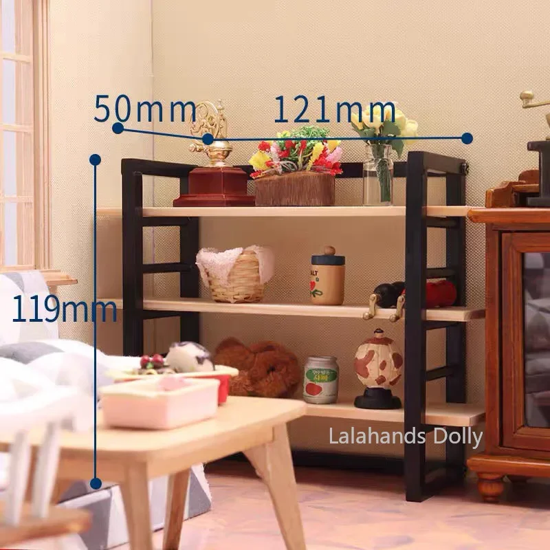 1:12 Doll House multi-frame żelazny trójwarstwowy regał Model dla domu dla lalek każde meble zabawkowe akcesoria dekoracyjne