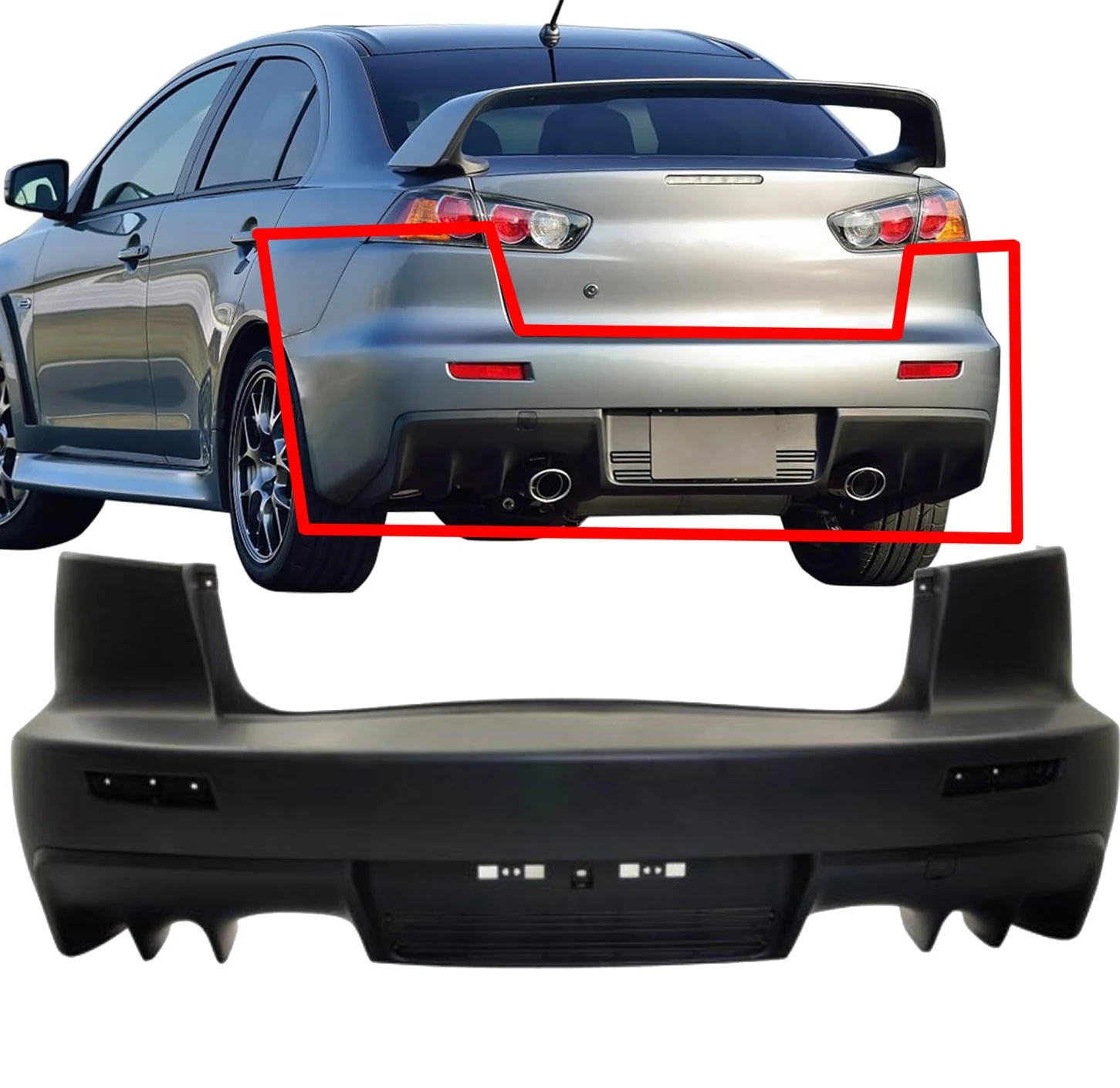 

car PP Rear Bumper Conversion Guard Protector rear bumper for Mitsubishi Lancer EVO X Style 2008 - 2016