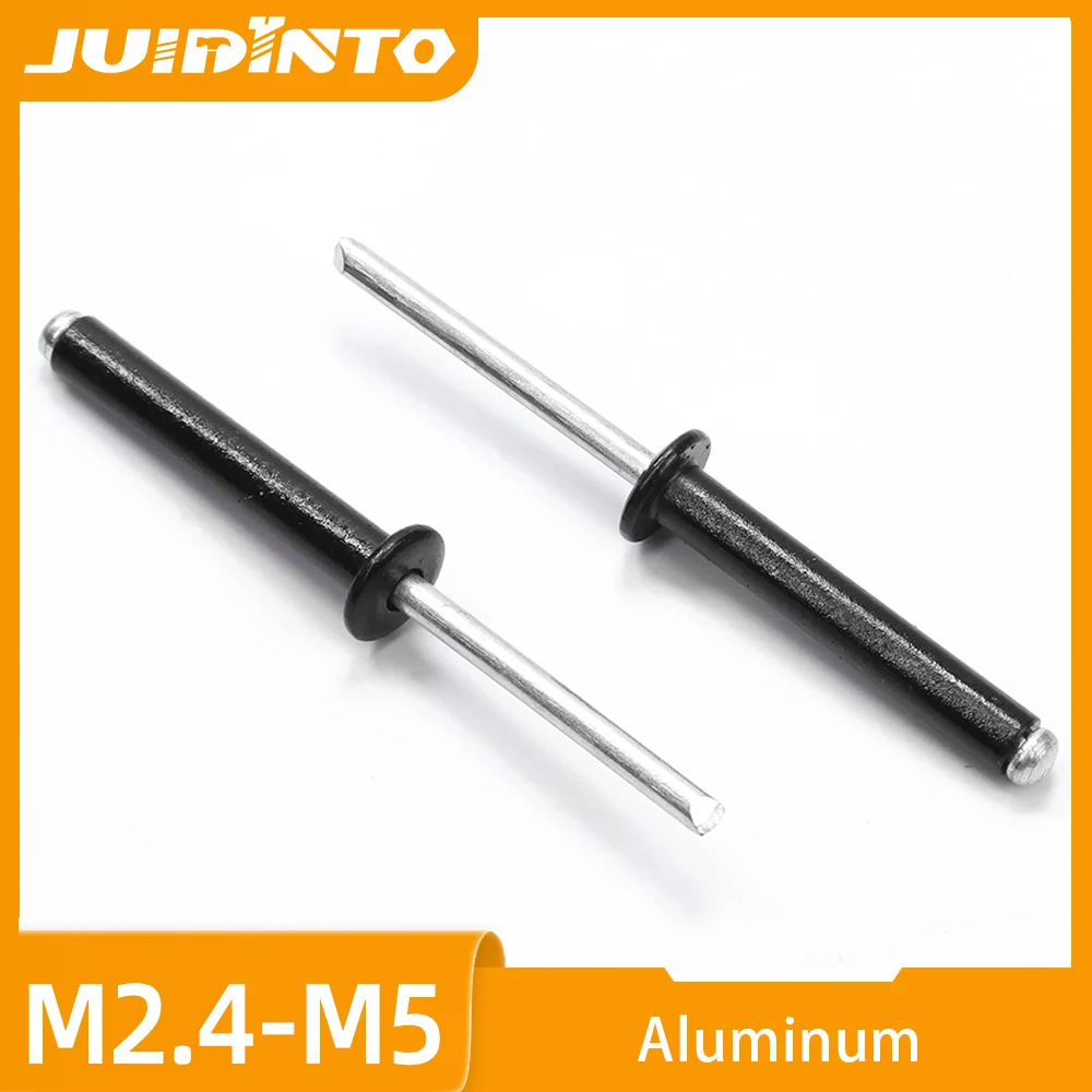 JUIDINTO 5 ~ 50pcs Rivet aveugle en aluminium M2.4 M2.8 M3.2 M4 M5 tête de dôme noire Rivets Pop aveugles pour métal plastique
