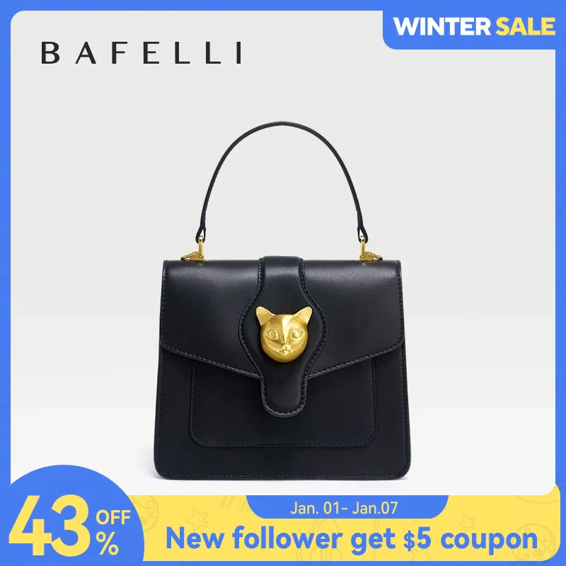 BAFELLI 2024 WOMEN'S BUSINESS STYLISH SHOPPER BAG LADY DESIGN HANDBAGS ORIGINAL BRAND PURSE SHOULDER CROSSBODY  NEW CAT LEATHER