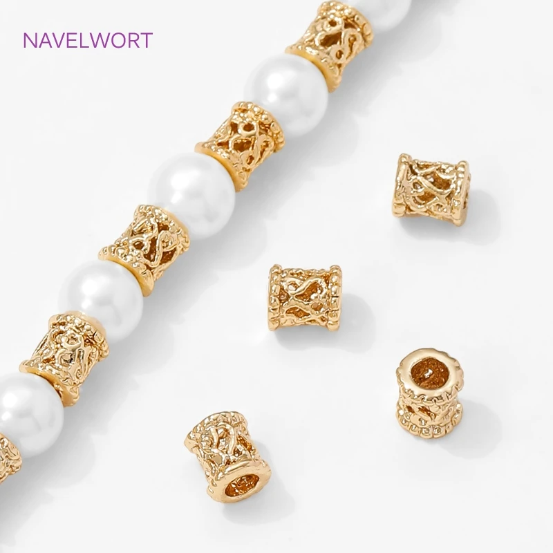 

18K Gold Plated Round Spacer Beads For Bracelet Making,Brass Beads Separators,Accessories For Beads,DIY Jewelry Making Supplies