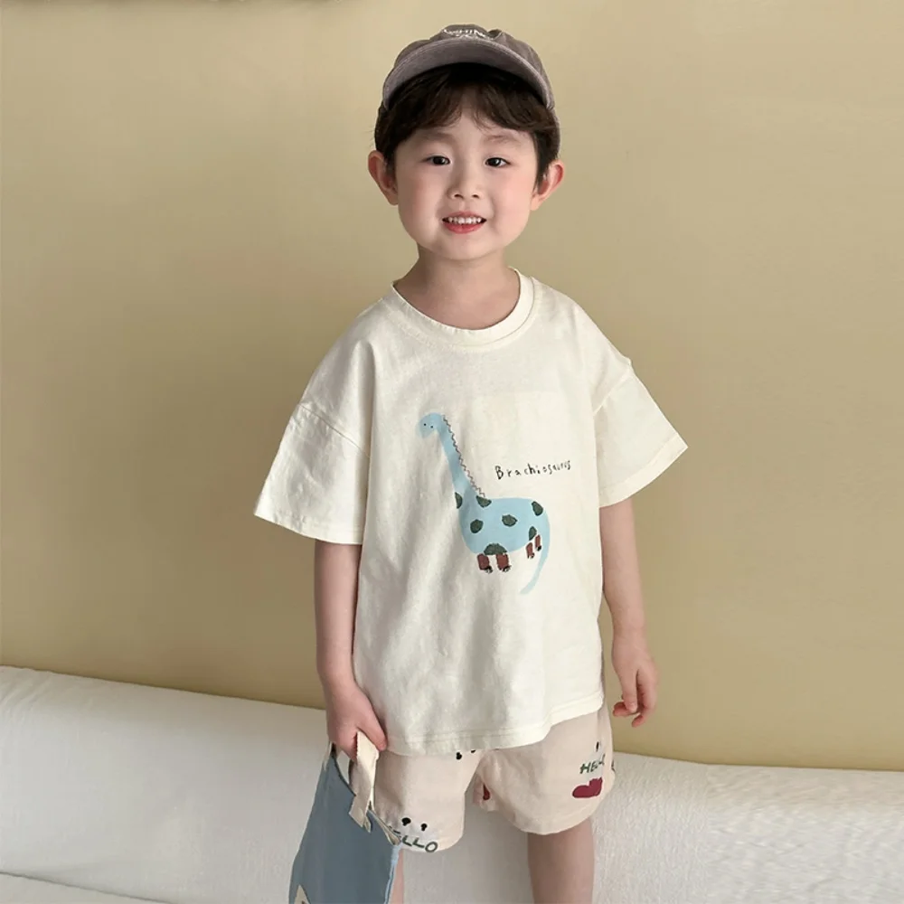 تي شيرت للأطفال من القطن الخالص بأكمام قصيرة طراز جديد للرجال والفتيات ملابس صيفية فضفاضة رائعة صديقة للبشرة وقابلة للتنفس