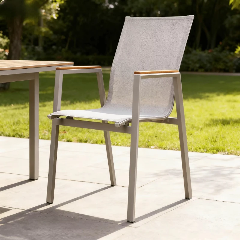 

Modern durable comfortable ultra-minimalist style waterproof aluminum alloy teak outdoor garden chair