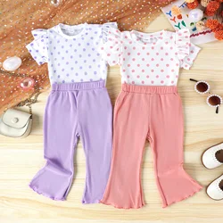 2PCS Summer 0-4 Years Old Trend Fashion Beautiful Children Universal Comfortable Soft Polka Dot Print Top + Pants