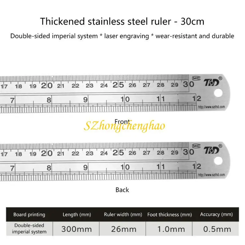 Penguasa Stainless Steel Metal Steel Steel Straight Ruler 601D