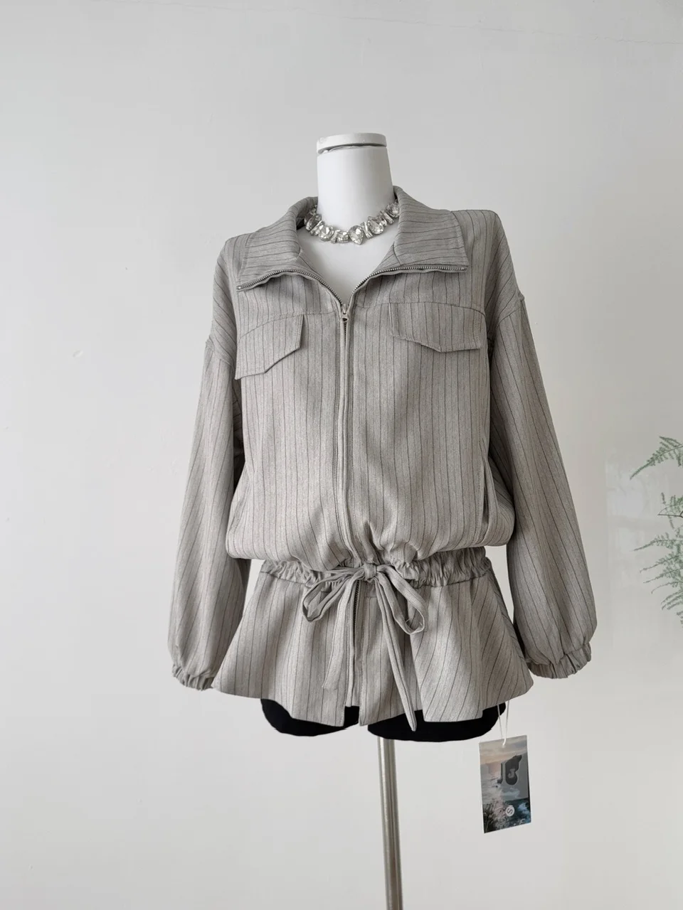 

Модный женский свободный топ в Корейском стиле с длинной свечой на молнии и воротником-стойкой, осенний дизайн 2025 г.