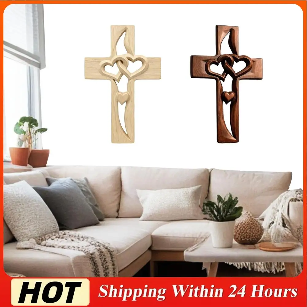 

Деревянный крест ручной работы с изображением переплетенных сердец, настенный декор, подарок на свадьбу