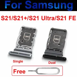 Sim Card Tray For Samsung S21 S21 Plus S21 Ultra S21FE G990 G990B/N Dual Micro SIM Card Slot Tray Holder SD Card Reader Parts