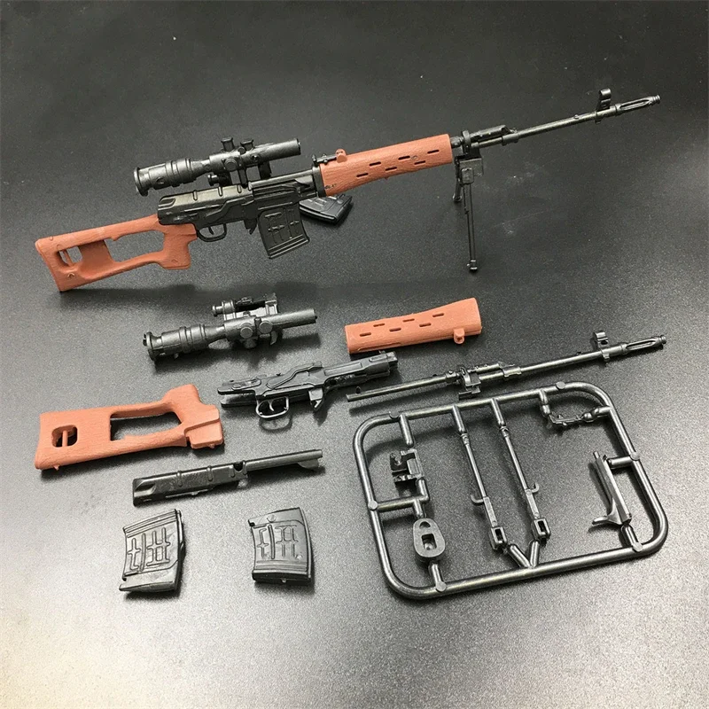 1/6 Scale AWM MK14 DSR PSG-1 SVD TAC Sniper Rifle Plastic Weapon Assembly Toy 4D Gun Model for 12\