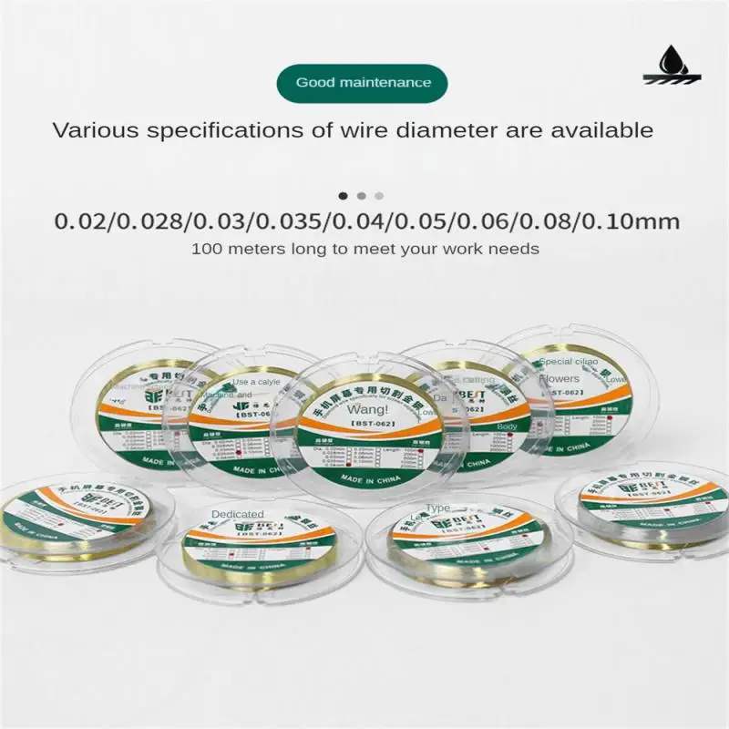 0.04 0.05 0.06 0.08 0.1MM 100M Alloy Steel Molybdenum Cutting Line LCD Screen Separation Diamond Wire Mobile Phone Repair Tools