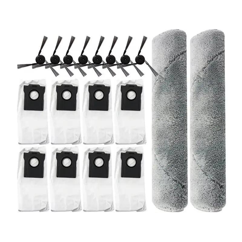 AEA8-18PCS Para Dreame Mova Z5 / Z5 Pro / Z50 Ultra: Paños de Mopa, Cepillos Laterales y Bolsas Recolectoras de Polvo de Repuesto