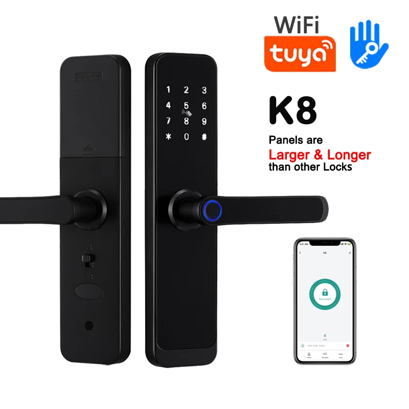 

Смарт-замок дверной K8 с поддержкой Wi-Fi/TT и блокировкой по отпечатку пальца