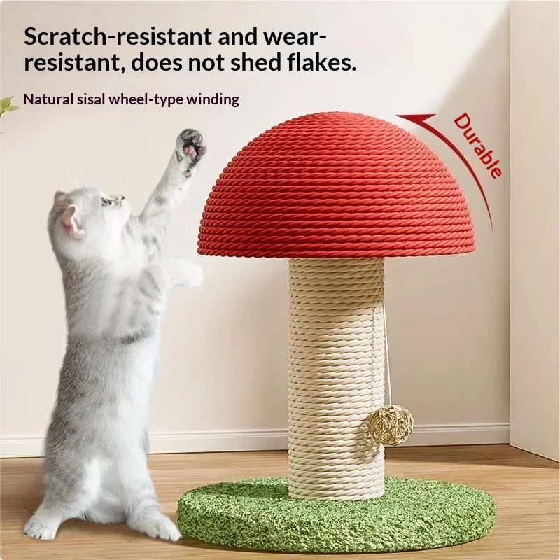 Rascador compacto de sisal para gatos – forma de hongo