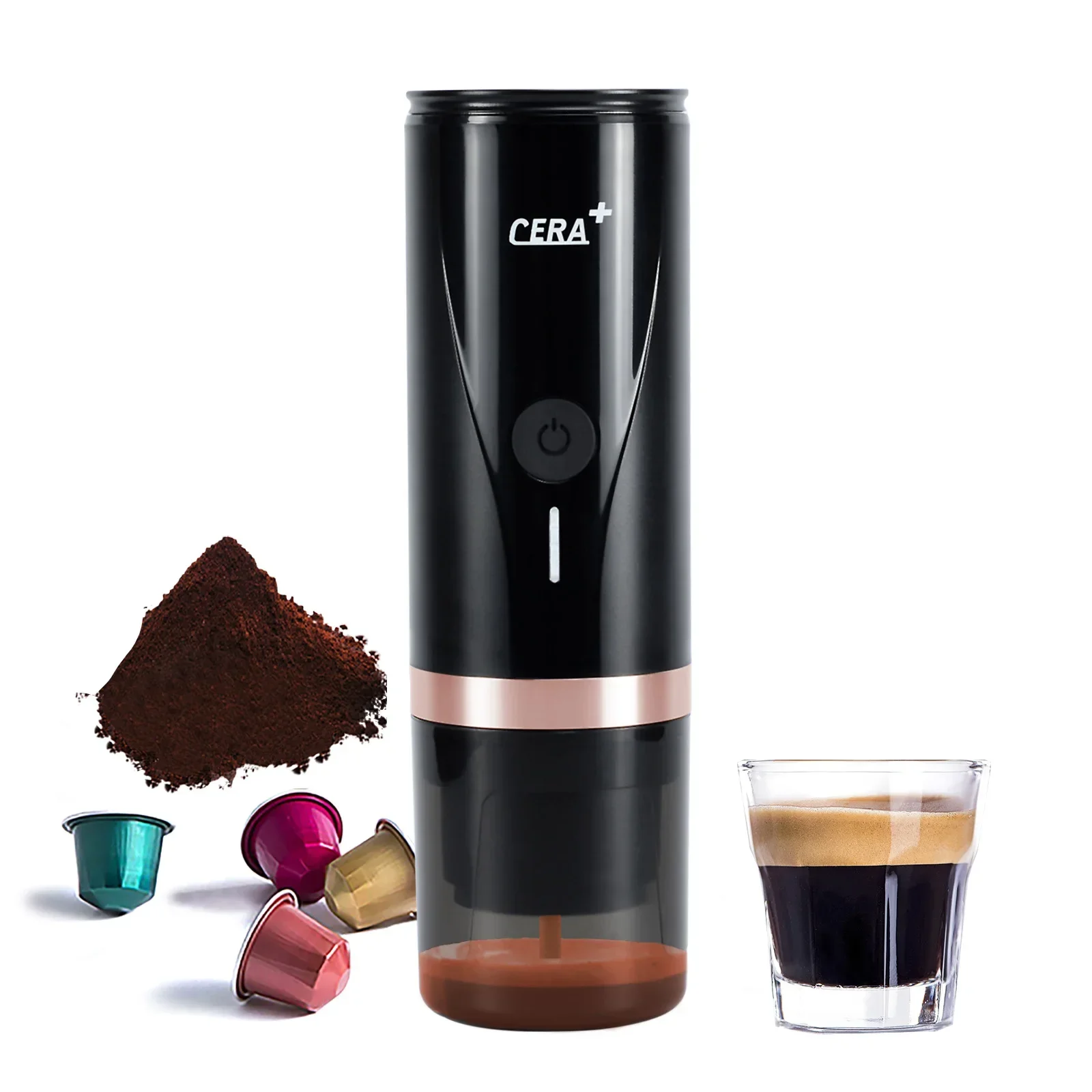 CERA+ Portable Coffee Mmaker Portable Pod Coffee Maker Mini Automatic Espresso Handpress Pod Portable Coffee Machine