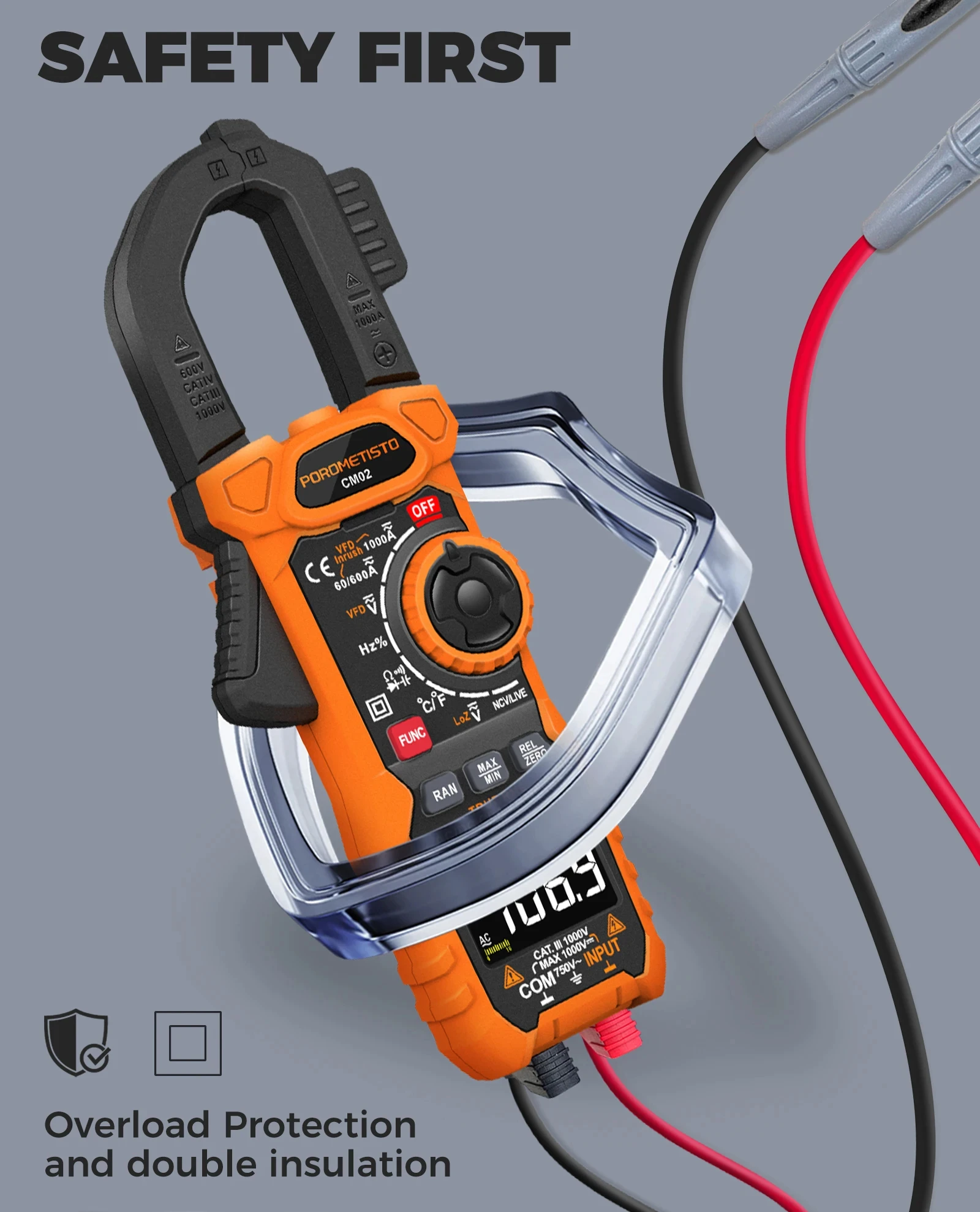 Digitales Zangenmessgerät Multimeter AC/DC 600A/1000A Amperemeter True RMS Multimeter Hochpräzise Kapazitätsmessung NCV Ohm Hz Spannungsprüfer – Detail 40